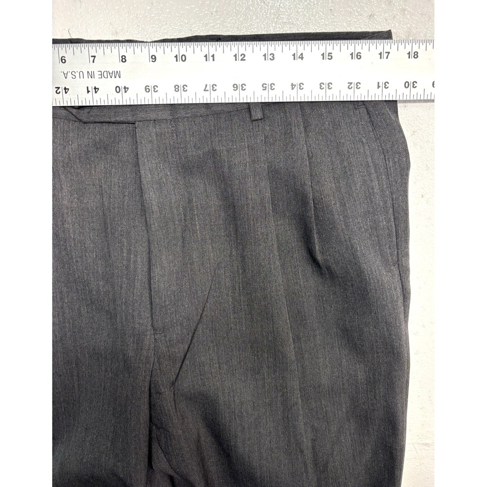 vtg Y2K Jos A Bank 34x30 Charcoal Dress Pants Trousers Pleated Cuffed Wool - Picture 2 of 8